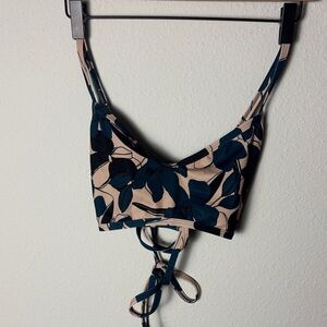 JOLYN Grayson Mighty Floral Teal Tie Back Bikini Top